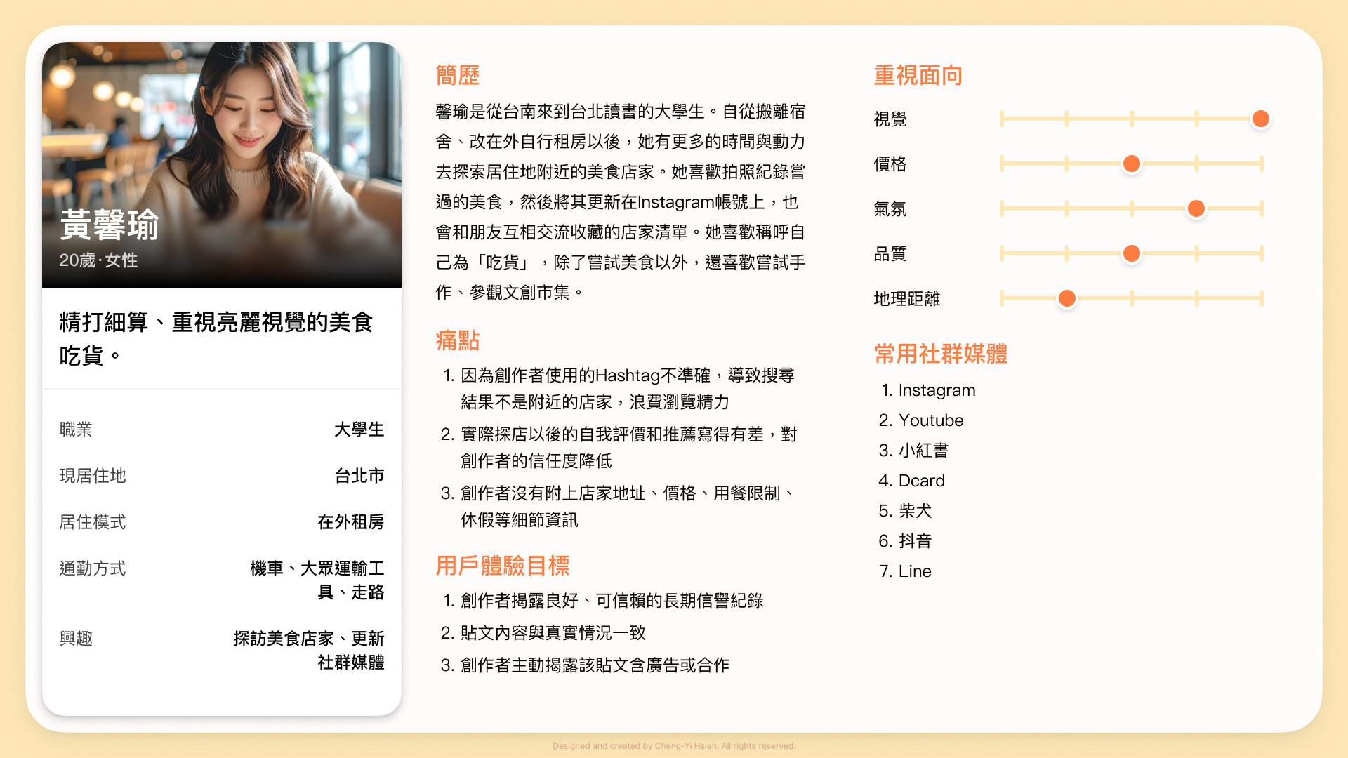 在社群經營應用UX和設計思考 人物誌範例